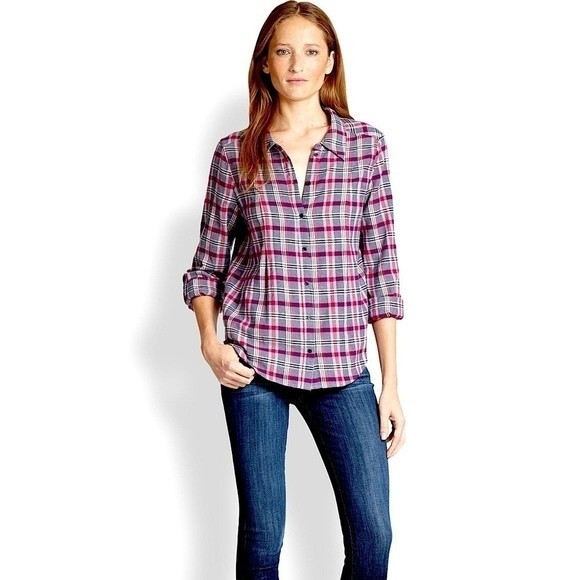 Joie Michaela Plaid Cotton Flannel Shirt Small - Picture 2 of 11